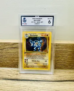 1999 Pokemon Base Set Holo 1st Edition Stamp Machamp 8/102 Graded MGC Slab (6) - Image 1