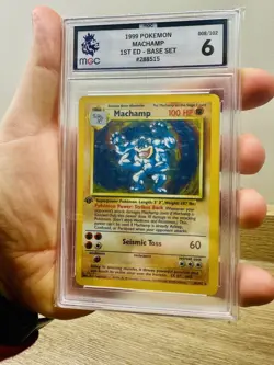1999 Pokemon Base Set Holo 1st Edition Stamp Machamp 8/102 Graded MGC Slab (6) - Image 2