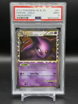 PSA 9 Espeon Prime Holo Rare 81/90 Undaunted Pokemon HG & SS English 2010 Mint - Image 1