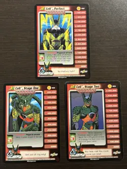 DBZ CCG Non Foil Rare Cell Card LOT LV 1-3 188 189 190 Dragon Ball Score Z TCG - Image 1