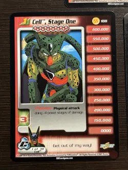 DBZ CCG Non Foil Rare Cell Card LOT LV 1-3 188 189 190 Dragon Ball Score Z TCG - Image 5