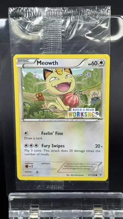 Build a Bear Pokemon Card Meowth Promo Trading Card TCG SEALED 67/108 N/NM 2015 - Image 2