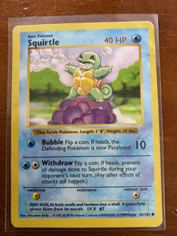 Squirtle Shadowless Base Set Pokemon Card - Image 1