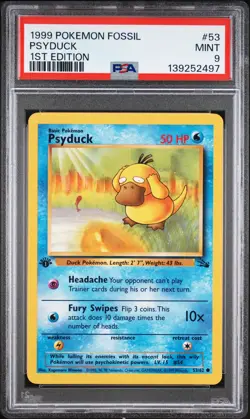 1999 POKEMON FOSSIL 1ST EDITION #53 PSYDUCK PSA 9 - Image 1