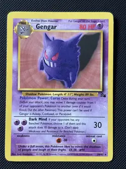 1999 Pokemon Fossil WotC 20/62 Gengar Non-Holo - Image 1