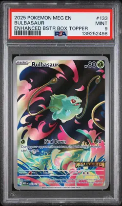 2025 POKEMON MEGA EVOLUTION BOOSTER BOX TOPPER STAMPED #133 BULBASAUR PSA 9 - Image 1