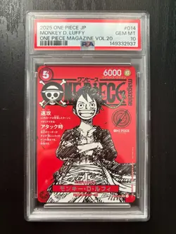 2025 ONE PIECE JPN PROMOS ONE PIECE MAGAZINE VOL.20 #014 MONKEY D. LUFFY PSA 10 - Image 1