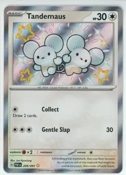 Pokemon TCG Tandemaus 209/091 SV Paldean Fates Shiny Rare Card - Image 1