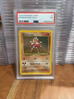 1999 Pokemon Game Base Set Hitmonchan #7 English Holo Rare 7/102 - PSA 7 - Image 1