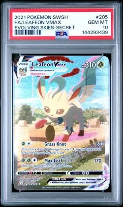 2021 POKEMON SWORD & SHIELD EVOLVING SKIES #205 FA/LEAFEON VMAX EVOLVING SKIES-S - Image 1