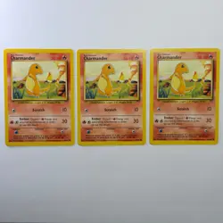 Pokemon TCG Charmander Base Set #46/102 3-Card Lot WOTC Vintage 1999 - Image 1
