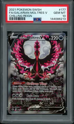 PSA 10 Galarian Moltres V Alt Art Chilling Reign Pokemon Card 177/198 - Image 1