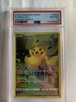 Pokemon TCG Crown Zenith Galarian Pikachu Illustration GG30/GG70 PSA 10 GEM MT - Image 1