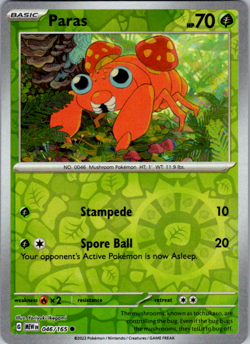 🔥Pokemon - Paras - Reverse Holo - Common - 046/165 - S & V: 151 - (NM)🔥 - Image 1