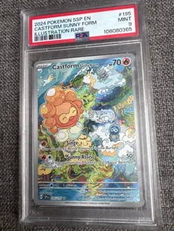 2024 POKEMON SSP EN-SURGING SPARKS ILLUSTRATION RARE CASTFORM SUNNY FORM PSA 9 - Image 1