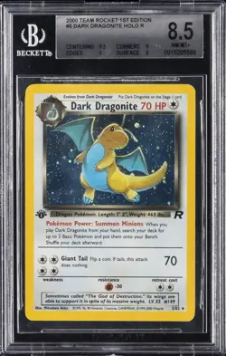 2000 POKEMON ROCKET NO HOLO-1ST ED #5 DARK DRAGONITE BGS 8.5 - Image 1