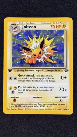 1999 Jolteon 04/64 *1st Edition* Jungle Holo Rare - Vintage Pokemon TCG WoTC NM - Image 1