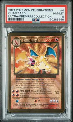 2021 POKEMON CELEBRATIONS ULTRA-PREM COLL #4 CHARIZARD PSA 8 - Image 1