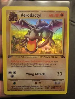 Pokemon Aerodactyl Fossil 1999 1st Edition Holo Rare 60 HP Stage 1 1/62 Card - Image 1