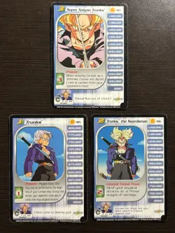 DBZ CCG Non Foil Rare Trunks Card LOT LV 1-3 185 186 187 Dragon Ball Score Z TCG - Image 1