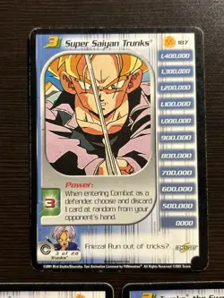 DBZ CCG Non Foil Rare Trunks Card LOT LV 1-3 185 186 187 Dragon Ball Score Z TCG - Image 3
