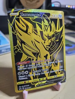 Zamazenta V SWSH077 Gold Holo Black Star Promo Card - Image 3