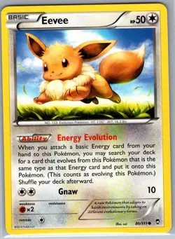 Eevee 80/111 Non Holo XY - Furious Fists - Pokemon Card - NM - Image 1