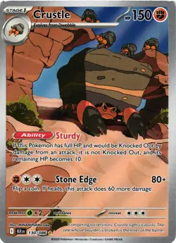 Pokemon TCG Crustle 130/086 Illustration S&V Black Bolt Rare Card IR NM - Image 1