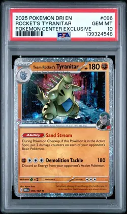 PSA 10 Team Rocket's Tyranitar Pokemon Center Stamped Promo Pokemon Card - Image 1