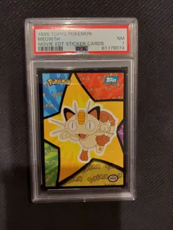 PSA 7 Meowth Sticker Card 1999 Topps Pokemon - Image 1