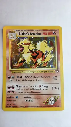 2000 Pokemon Gym Challenge Blaine’s Arcanine 1/132 Holo Rare WOTC Unlimited LP - Image 1