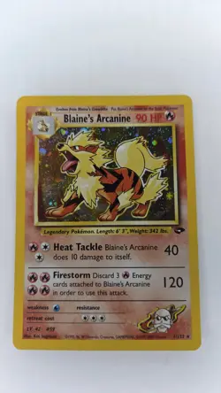 2000 Pokemon Gym Challenge Blaine’s Arcanine 1/132 Holo Rare WOTC Unlimited LP - Image 3