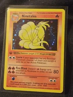 Pokemon Ninetales Base Set (Shadowless) 1st Edition Holo Rare 80 HP 012/102 - Image 1
