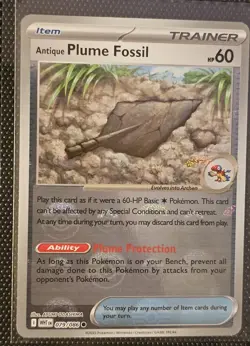 Pokemon TCG Antique Plume Fossil 079/086 Pokeball Reverse Holo White Flare NM - Image 1