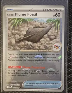 Pokemon TCG Antique Plume Fossil 079/086 Pokeball Reverse Holo White Flare NM - Image 3