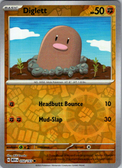 🔥Pokemon - Diglett - Reverse Holo - Common - 050/165 - S & V: 151 - (NM)🔥 - Image 1