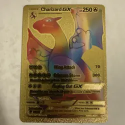 Pokemon Gold Foil Fan Art Card CHARIZARD GX 250HP 150/147 Rainbow - Image 1