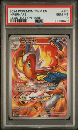 2024 POKEMON TWM EN-TWILIGHT MASQUERADE ILLUSTRATION RARE #173 INFERNAPE PSA 10 - Image 1