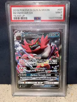 Pokemon Incineroar GX TCG 97/181 Sun Moon Team Up PSA 9 - Image 1