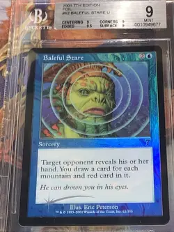 2001 MTG Baleful Stare 62 Core Set 7th Edition Foil BGS Mint 9 - Image 3