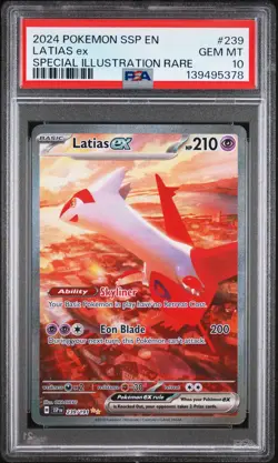 2024 POKEMON SSP EN-SURGING SPARKS SPECIAL ILLUSTRATION RARE LATIAS EX PSA 10 - Image 1