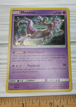 Pokemon TCG Mewtwo SM214 Sun & Moon Black Star Promo Cosmos Holo Trading Card - Image 1
