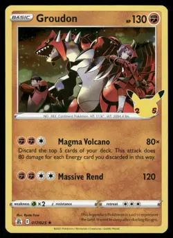 Pokemon Cards Groudon 017/025 Celebrations Rare NM *2 - Image 1