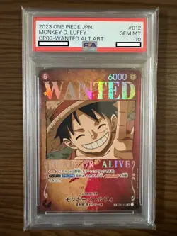 PSA 10 Monkey D. Luffy ST01-012 Alt Art WANTED OP03 ONE PIECE Card Japanese - Image 1