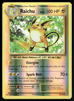 Pokemon Cards Raichu 36/108 Reverse Holo Evolutions Holo Rare NM - Image 1