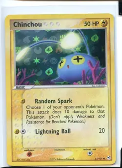 Chinchou Reverse Holo Common Ex/NM 57/101 EX Hidden Legends Pokemon - Image 1