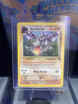 Pokemon TCG Aerodactyl Fossil 1/62 Holo Rare 1999 Wizards Base Set Copyright - Image 1