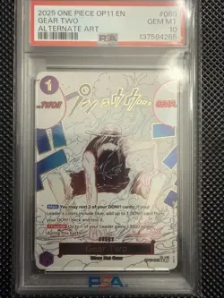 2025 ONE PIECE OP11-A FIST OF DIVINE SPEED ALTERNATE ART #080 GEAR TWO PSA 10 - Image 1