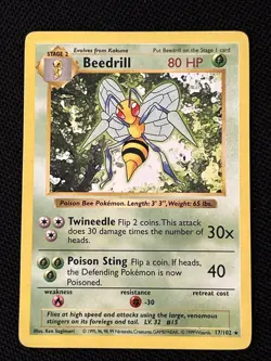 Pokemon Beedrill 017/102 Base Set (Shadowless) Regular *Near Mint* - Image 1