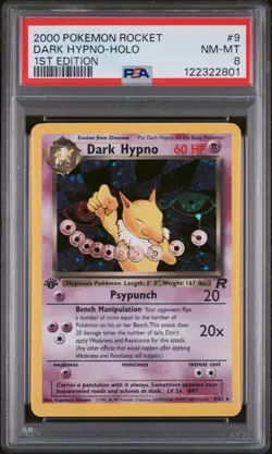 2000 POKEMON ROCKET 1ST ED #9 DARK HYPNO-HOLO PSA 8 - Image 1